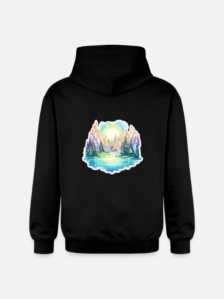 Paysage - Illustration - Sweat à capuche Softstyle® Gildan Unisexe - noir