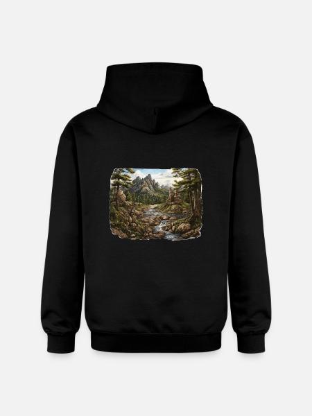 Landschaft - Illustration - Gildan Unisex Softstyle® Midweight Hoodie - Schwarz