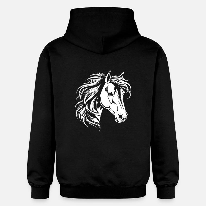 Portrait de cheval - Sweat à capuche Softstyle® Gildan Unisexe - noir