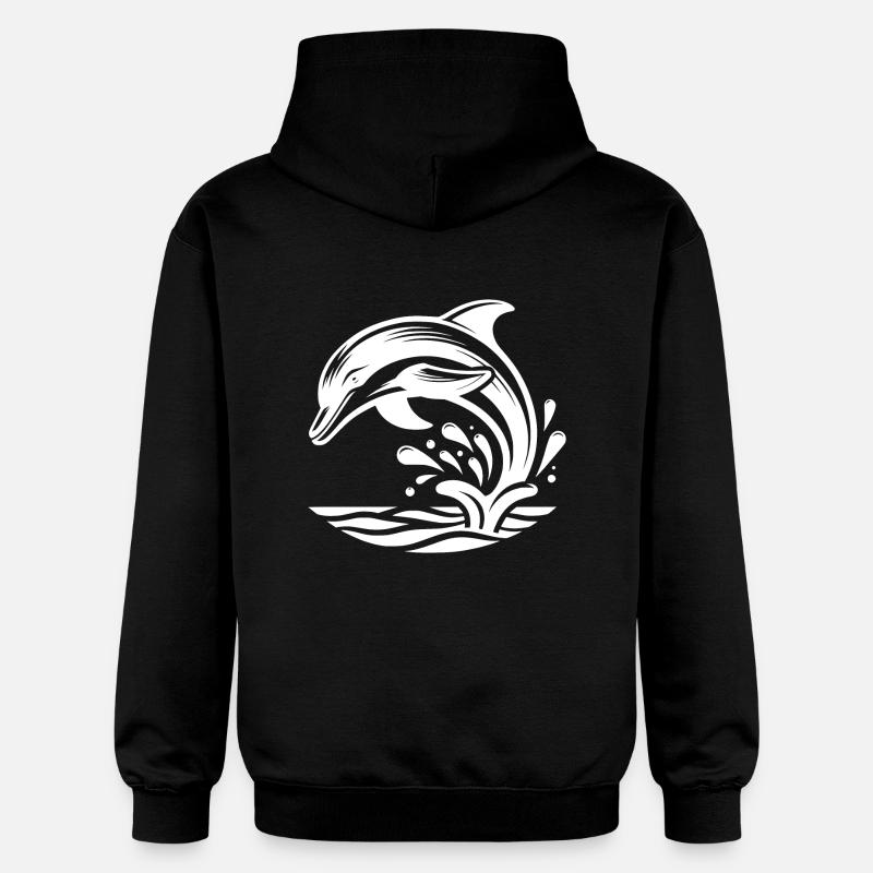 Élégant Saut Tatouage Dauphin - Sweat à capuche Softstyle® Gildan Unisexe - noir
