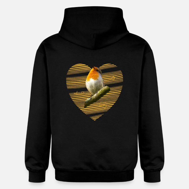 Rouge-gorge Erithacus rubecula - Sweat à capuche Softstyle® Gildan Unisexe - noir