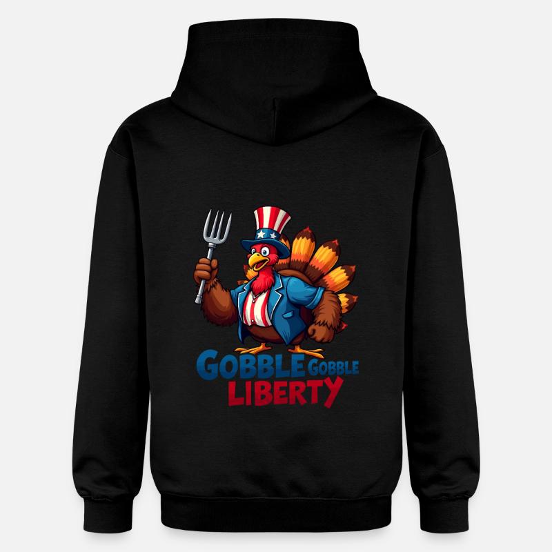 Gobble Gobble Liberty - Gildan Unisex Softstyle® Midweight Hoodie - black