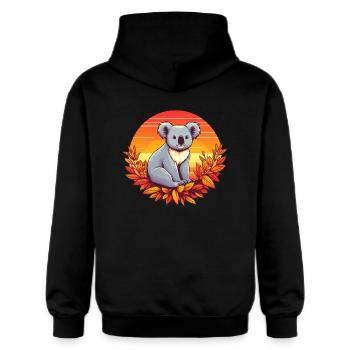 Herbstlicher Koala in bunten Blättern - Gildan Unisex Softstyle® Midweight Hoodie - Schwarz - Hinten - Nik (191cm)