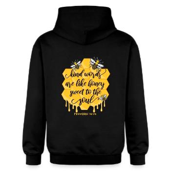 Christliches Bibel Zitat - Gildan Unisex Softstyle® Midweight Hoodie - Schwarz - Hinten - Nik (191cm)