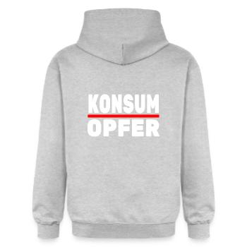 Konsumopfer Konsument Konsumieren Kaufsucht - Gildan Unisex Softstyle® Midweight Hoodie - Hellgrau meliert - Hinten - Liana (172cm)