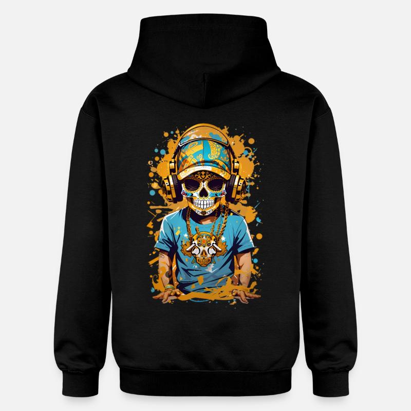 Crâne de sucre doré - Sweat à capuche Softstyle® Gildan Unisexe - noir
