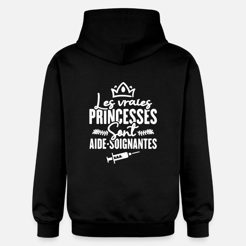 Les vraies princesses sont aide-soignantes - Sweat à capuche Softstyle® Gildan Unisexe - noir