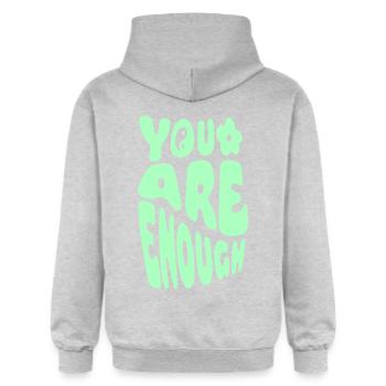 You Are Enough - Gildan Unisex Softstyle® Midweight Hoodie - light heather grey - Back - Liana (172cm)