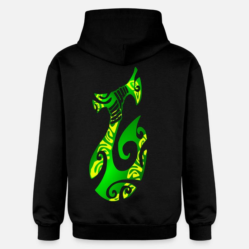 MATAU - Vert (hameçon polynésien) - Sweat à capuche Softstyle® Gildan Unisexe - noir