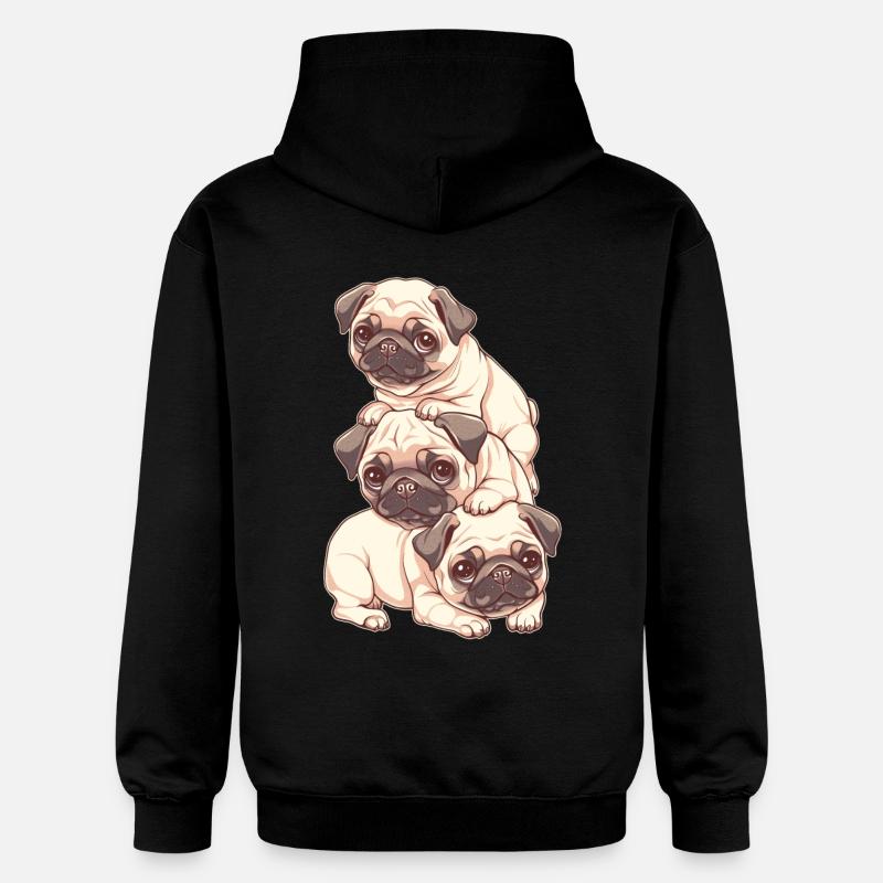 Pug Stack - Gildan Unisex Softstyle® Midweight Hoodie - black