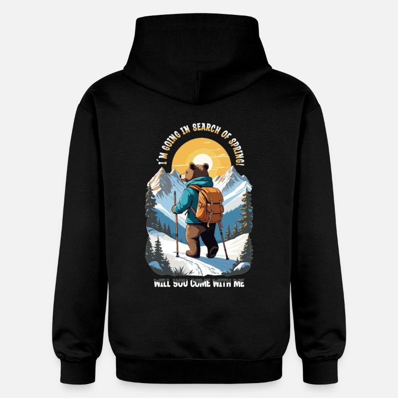 L’ours cherche le printemps - Sweat à capuche Softstyle® Gildan Unisexe - noir