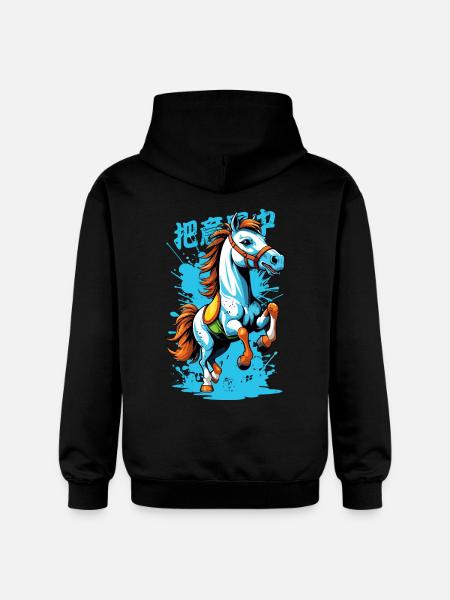 Wildpferd in Bunt - Gildan Unisex Softstyle® Midweight Hoodie - Schwarz