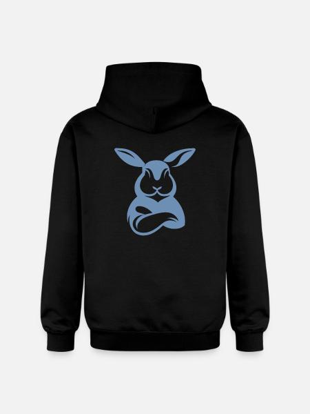 Bunny with crossed arms silhouette - Gildan Unisex Softstyle® Midweight Hoodie - black
