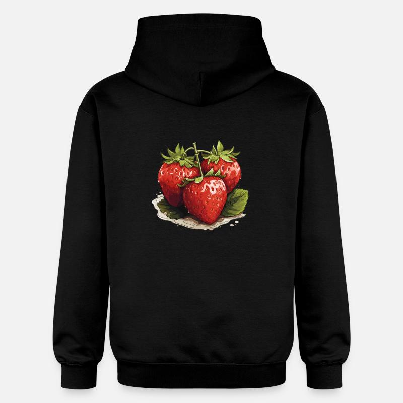 Fraise - illustration - Sweat à capuche Softstyle® Gildan Unisexe - noir