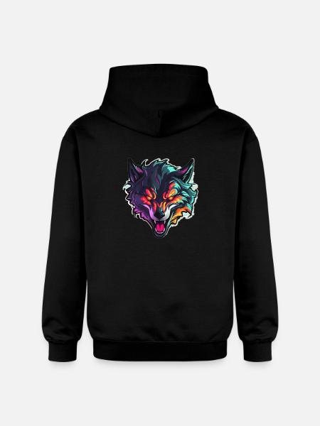 Wolf - Illustration - Gildan Unisex Softstyle® Midweight Hoodie - black