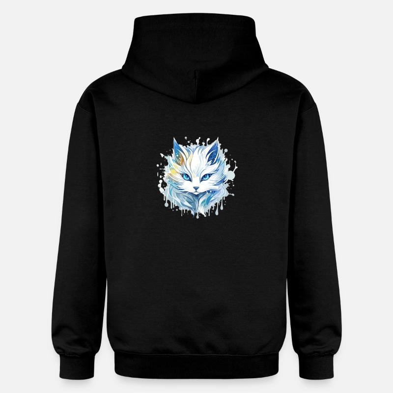 Chat - illustration - Sweat à capuche Softstyle® Gildan Unisexe - noir