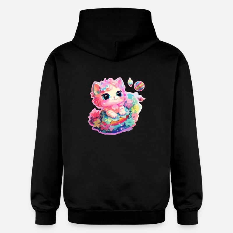 Chat - illustration - Sweat à capuche Softstyle® Gildan Unisexe - noir