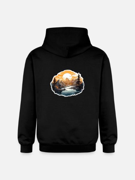 Paysage - Illustration - Sweat à capuche Softstyle® Gildan Unisexe - noir