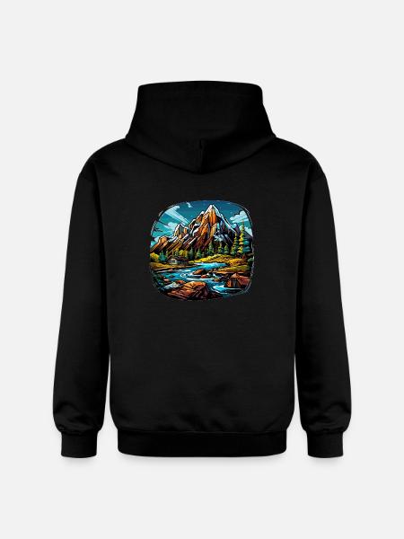 Landscape - Illustration - Gildan Unisex Softstyle® Midweight Hoodie - black