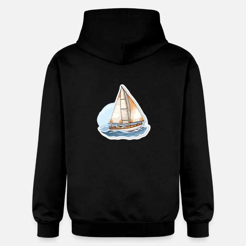 Voilier - illustration - Sweat à capuche Softstyle® Gildan Unisexe - noir