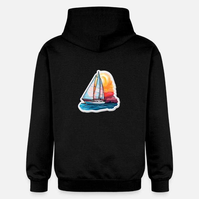 Segelboot - Illustration - Gildan Unisex Softstyle® Midweight Hoodie - Schwarz