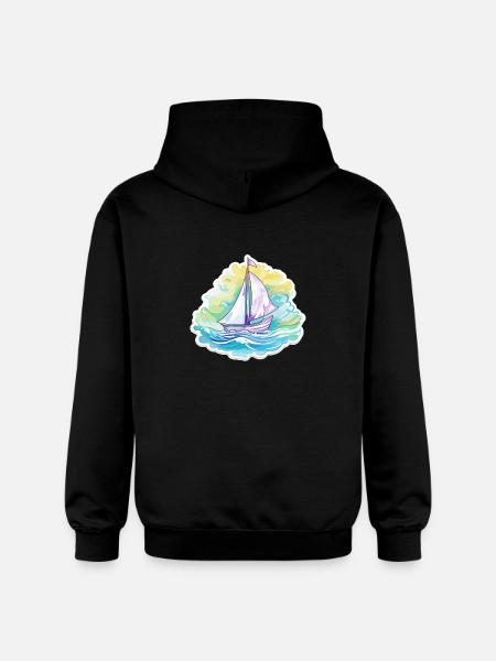 Sailboat - illustration - Gildan Unisex Softstyle® Midweight Hoodie - black