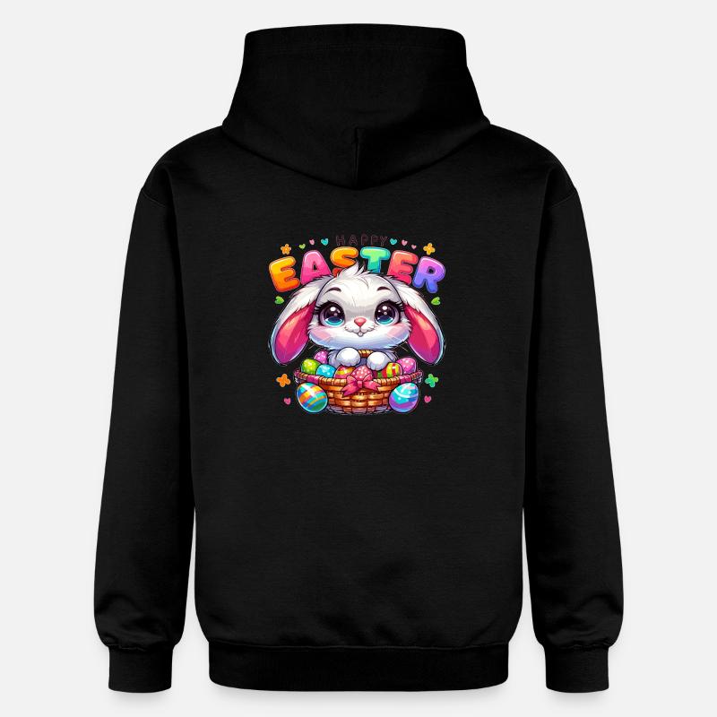Happy Easter - Easter Bunny Illustration - Gildan Unisex Softstyle® Midweight Hoodie - Schwarz
