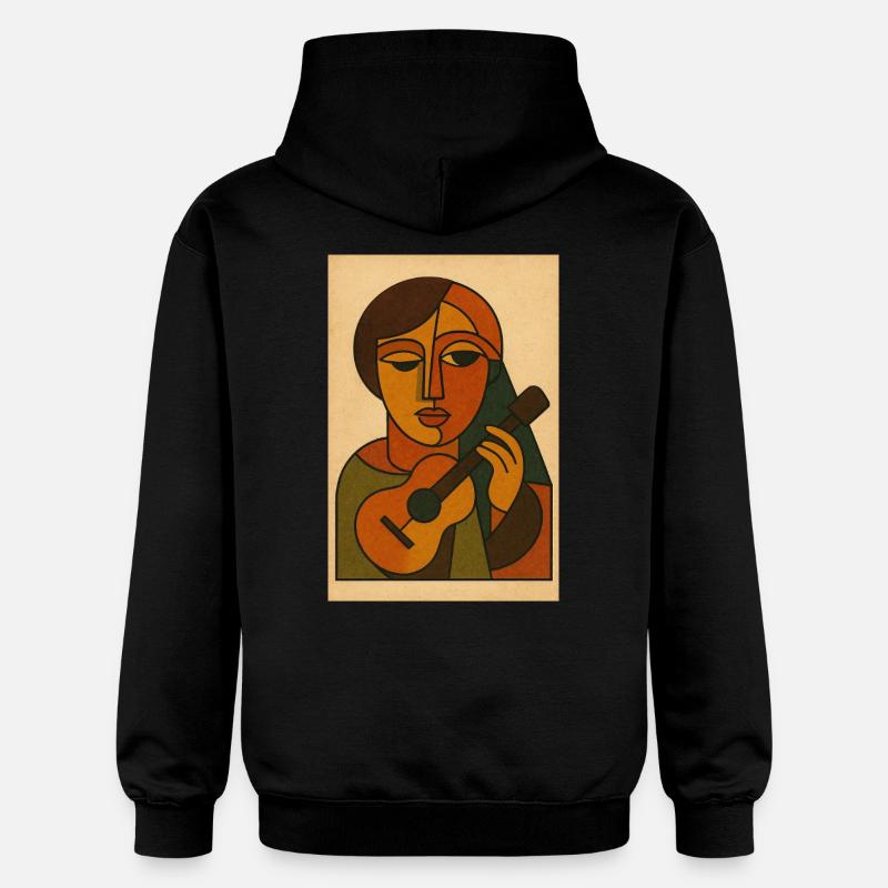 Mélodie cubiste – Art rétro - Sweat à capuche Softstyle® Gildan Unisexe - noir