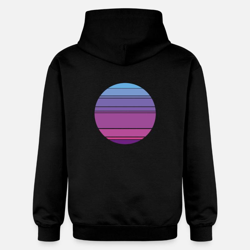 Cercle d’arrière-plan rétro Sunset - Sweat à capuche Softstyle® Gildan Unisexe - noir