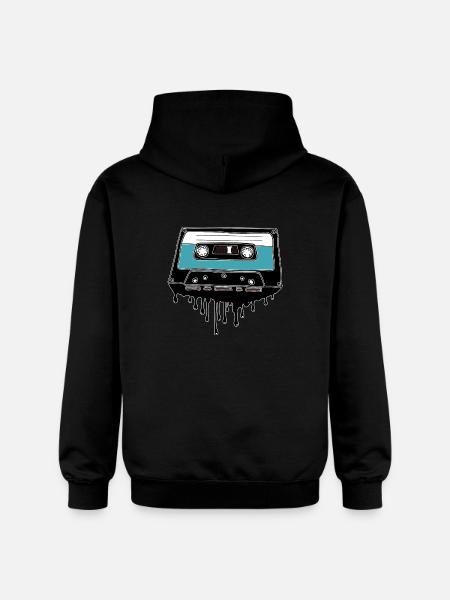 Cassette melting 80's motif - Gildan Unisex Softstyle® Midweight Hoodie - black