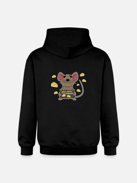 Funny mouse with cheese - Gildan Unisex Softstyle® Midweight Hoodie - black