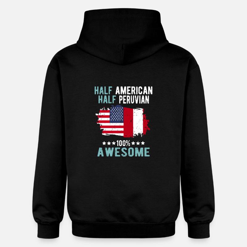 Half American Half Peruvian - Gildan Unisex Softstyle® Midweight Hoodie - black