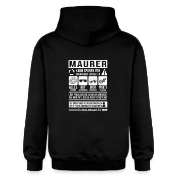 Maurer Spruch lustig - Gildan Unisex Softstyle® Midweight Hoodie - Schwarz - Hinten - Nik (191cm)