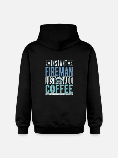 Instant Fireman Just Add Coffee - Gildan Unisex Softstyle® Midweight Hoodie - black