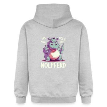Nilpferd Hippo meckern Meckerer Nölpferd - Gildan Unisex Softstyle® Midweight Hoodie - Hellgrau meliert - Hinten - Liana (172cm)