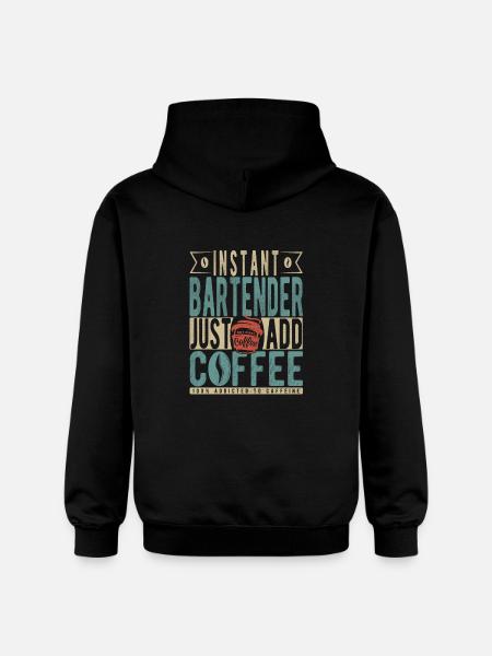 Instant Bartender Just Add Coffee - Gildan Unisex Softstyle® Midweight Hoodie - black