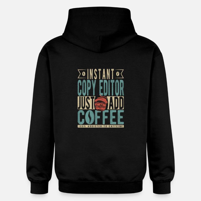 Instant Copy Editor Bare tilføj kaffe - Gildan Softstyle® Midweight unisex-hoodie - sort
