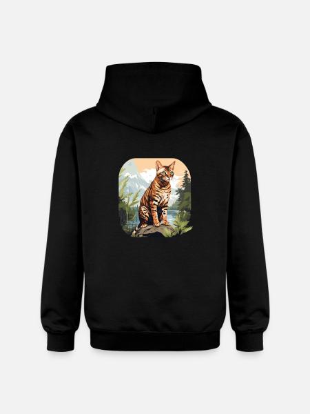 Bengal Cat Bengalkatze - Gildan Unisex Softstyle® Midweight Hoodie - black