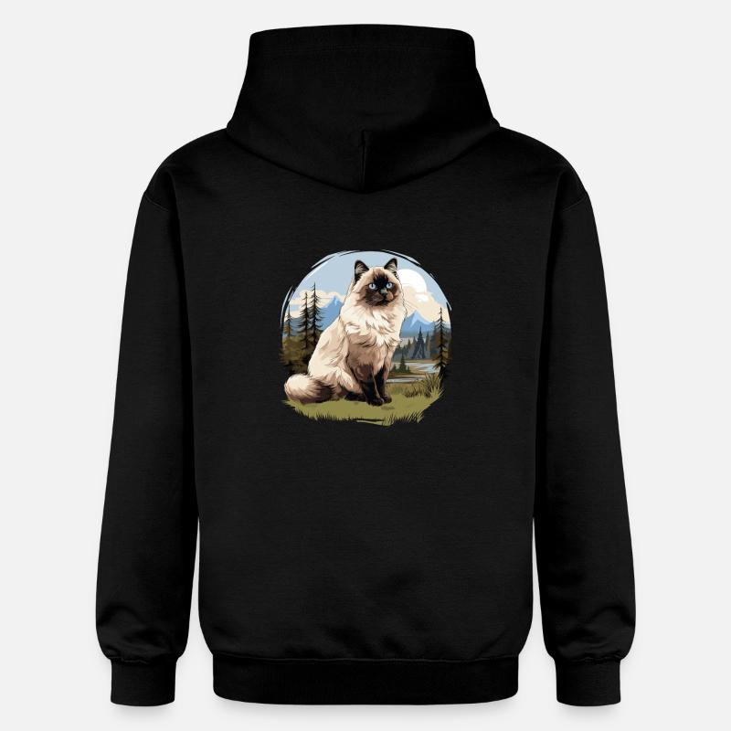 Chat de Birmanie Birma Katze - Sweat à capuche Softstyle® Gildan Unisexe - noir