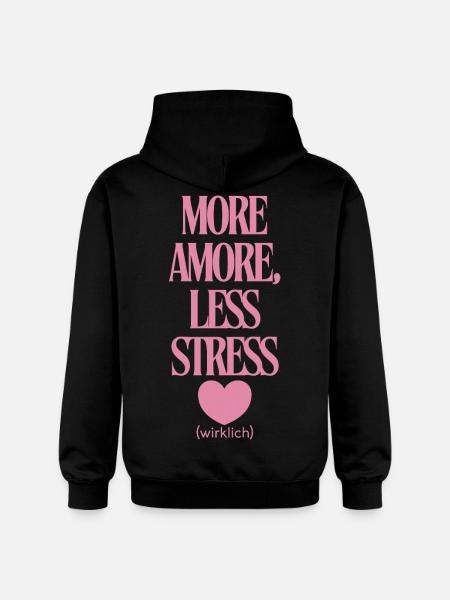 Plus d’amour, moins de stress - Sweat à capuche Softstyle® Gildan Unisexe - noir