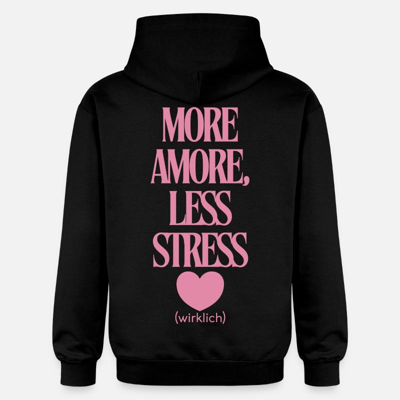 Plus d’amour, moins de stress - Sweat à capuche Softstyle® Gildan Unisexe - noir