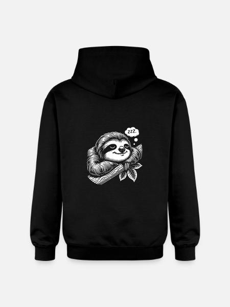 Cute sleepy sloth getting calm - Gildan Unisex Softstyle® Midweight Hoodie - black