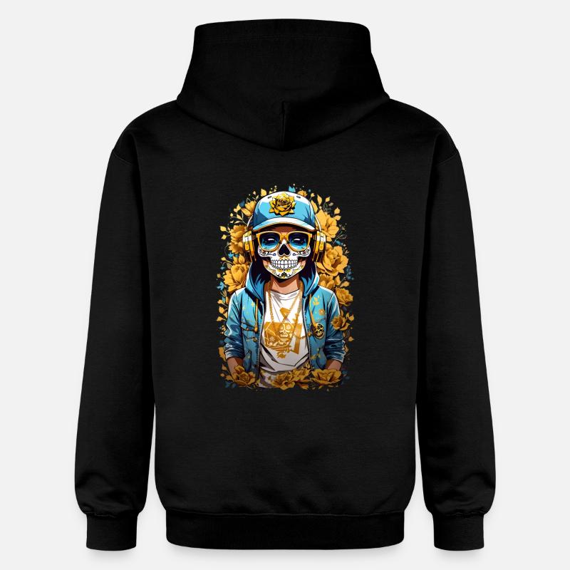 Crâne de sucre doré - Sweat à capuche Softstyle® Gildan Unisexe - noir