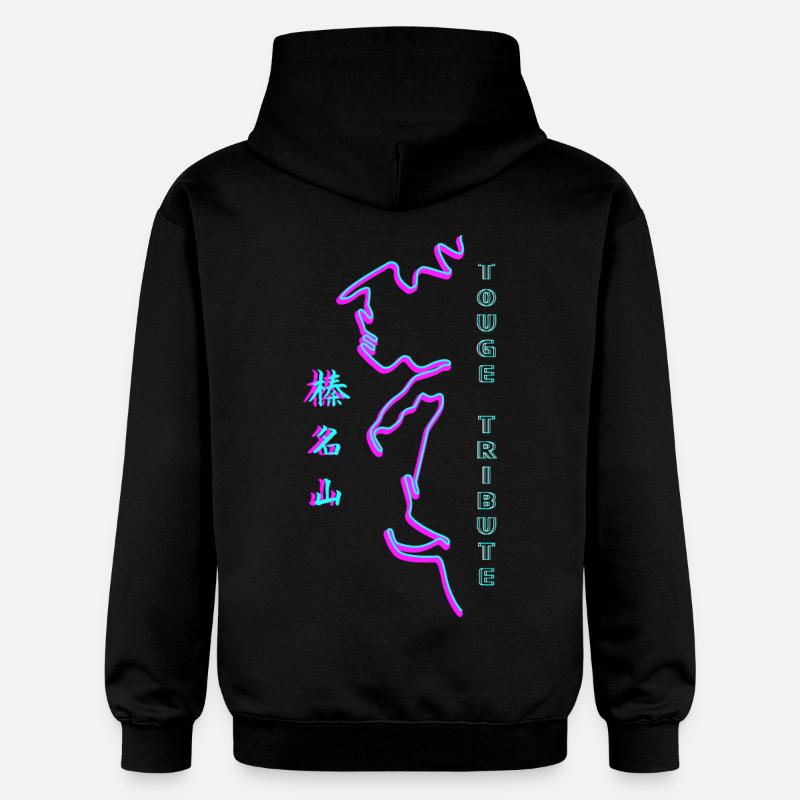 秋名 Akina Touge Synthwave - Sweat à capuche Softstyle® Gildan Unisexe - noir
