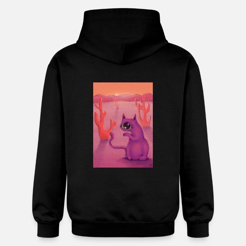 Chat extraterrestre - Sweat à capuche Softstyle® Gildan Unisexe - noir