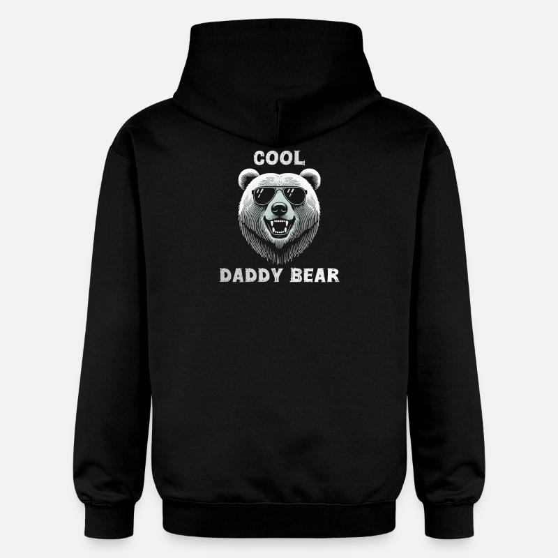 Cool daddy bear head with sunglasses - Gildan Unisex Softstyle® Midweight Hoodie - black
