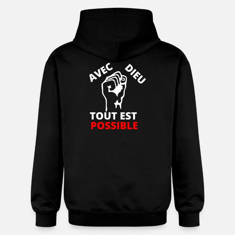 Poing revendicatif inspirant message de solidarité - Sweat à capuche Softstyle® Gildan Unisexe - noir