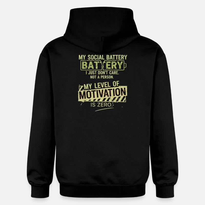 Batterie Sociale Motivation Zéro - Sweat à capuche Softstyle® Gildan Unisexe - noir