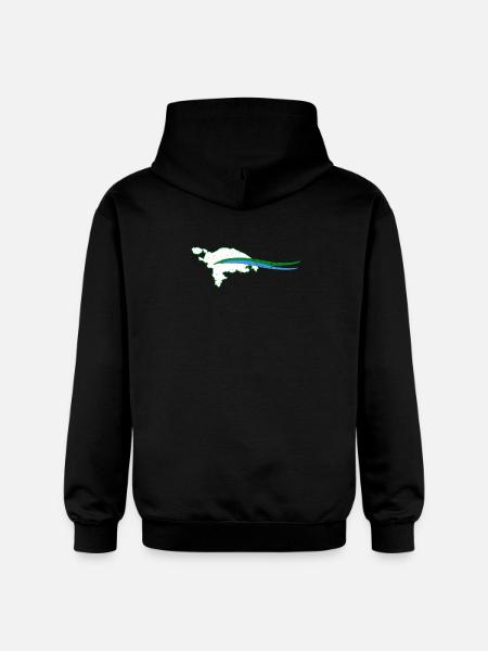 Thurgau Canton Outline with Wave - Gildan Unisex Softstyle® Midweight Hoodie - black
