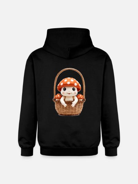 Cute toadstool in basket - Gildan Unisex Softstyle® Midweight Hoodie - black